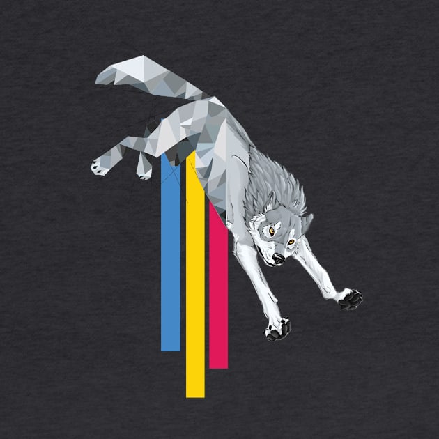 Grey wolf with primary color streak by Professional_Doodles